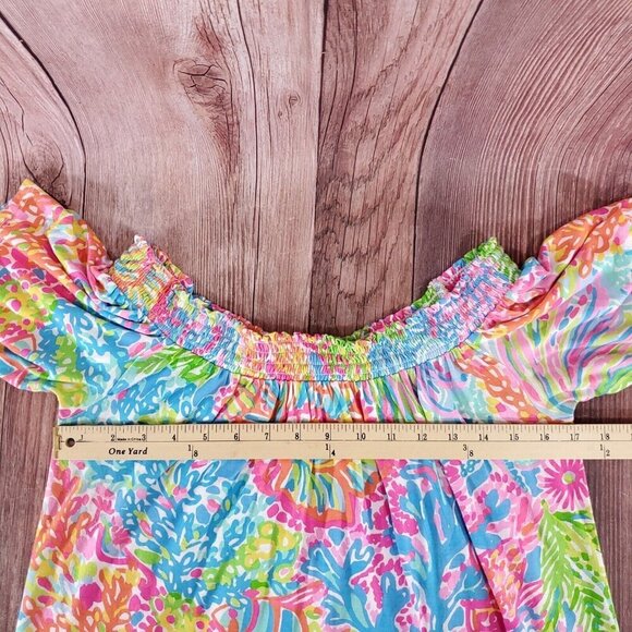 Lilly Pulitzer Almeria Womens Medium Lovers Coral Stretch Off the Shoulder Top - Picture 10 of 11